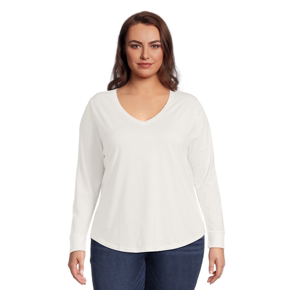 COPY - Terra & Sky long sleeve core v neck women’s tee in white